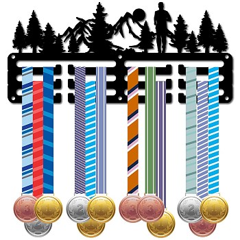 Sports Theme Iron Medal Hanger Holder Display Wall Rack, 3-Line, with Screws, Dance, Mountain, 130x290mm, Hole: 5mm