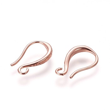Brass Earring Hooks, with Horizontal Loop, Rose Gold, 15x9.5x2.5mm, Hole: 1.6mm, 20 Gauge, Pin: 0.8mm