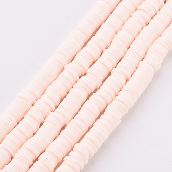 Handmade Polymer Clay Bead Strands, Heishi Beads, Disc/Flat Round, PeachPuff, 6x0.5~1mm, Hole: 2mm, about 320~447pcs/strand, 15.74 inch~16.92 inch