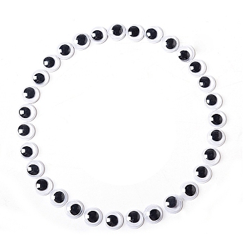 Black & White Plastic Wiggle Googly Eyes Cabochons, DIY Scrapbooking Crafts Toy Accessories with Label Paster on Back, Black, 8mm, 100pcs/bag