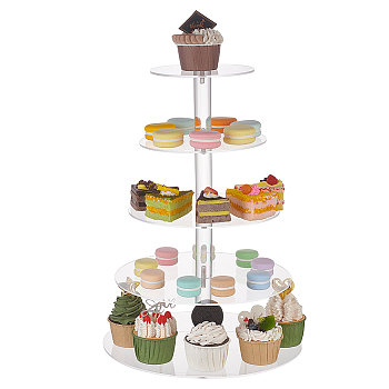 5-Tier Acrylic Circle Dessert Display Risers, Mini Cupcake Organizer Holder, Party Supplies, Clear, Finished Product: 30x40cm
