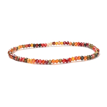 Faceted Round Glass Beads Stretch Bracelet for Teen Girl Women, Brown, Inner Diameter: 2-1/4 inch(5.7cm), Beads: 3x2mm