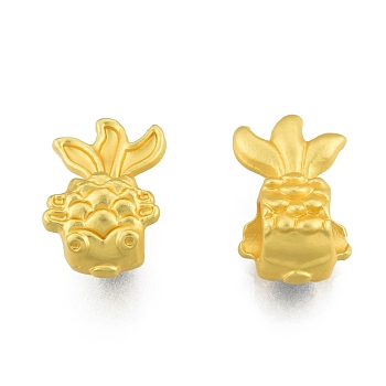 Alloy European Beads, Large Hole Beads, Matte Style, Goldfish, Matte Gold Color, 16x10x8mm, Hole: 5mm