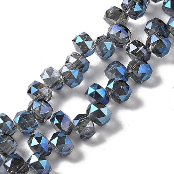 Full Rainbow Plated Electroplate Beads Strands, Faceted, Rondelle, Prussian Blue, 8x6mm, Hole: 1.2mm, about 96~98pcs/strand, 20.47~20.87''(52~53cm)