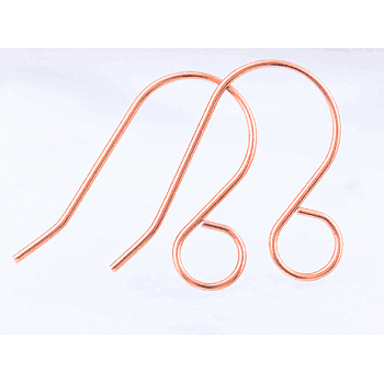 100Pcs 316 Stainless Steel French Earring Hooks, Flat Earring Hooks, Ear Wire, with Horizontal Loop, Rose Gold, 26x20mm, Hole: 4.6mm, 20 Gauge, Pin: 0.8mm