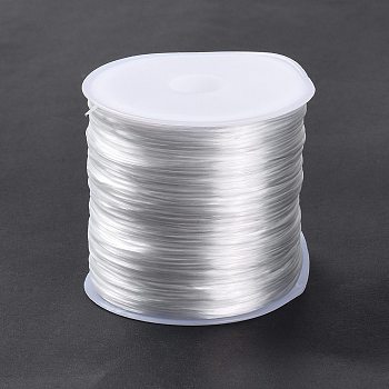 (Defective Closeout Sale: Spool was Out of Shape) 60M Japanese Flat Elastic Crystal String, Elastic Beading Thread, for Stretch Bracelet Making, White, 0.7mm, about 65.62 Yards(60m)/Roll