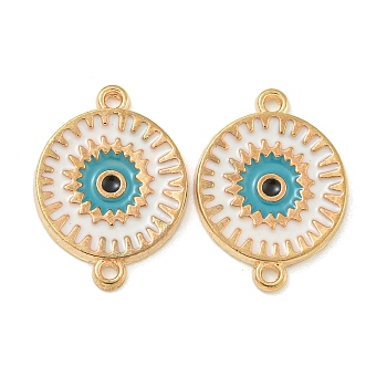 Alloy Enamel Links Connector Charms, Golden, Deep Sky Blue, Flat Round, 22x16x1.5mm, Hole: 1.4mm