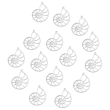 DICOSMETIC 20Pcs 201 Stainless Steel Pendants, Laser Cut, Hollow, Snail, Stainless Steel Color, 35x27x1mm, Hole: 1.6mm