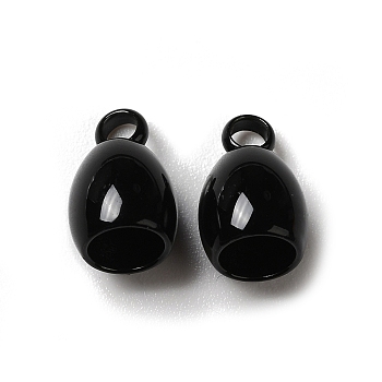 Spray Painted 201 Stainless Steel Cord Ends, End Caps, Bell, Black, 9x6mm, Hole: 1.8mm, Inner Diameter: 4mm