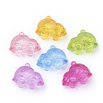 Transparent Acrylic Pendants, Car, Mixed Color, 36x44x20.5mm, Hole: 3mm, about 35pcs/500g