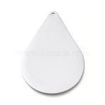 Tarnish Resistant 304 Stainless Steel Pendants, Mirror Polished Finish, Stamping Blank Tag, Laser Cut, Teardrop, Stainless Steel Color, 35x25x0.8mm, Hole: 1.2mm(STAS-L238-084A-P)
