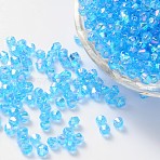 Bicone AB Color Plated Eco-Friendly Transparent Acrylic Beads, Deep Sky Blue, 4x4mm, Hole: 1mm, about 16600pcs/500g(TACR-A003-4mm-33)