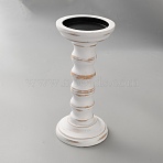 Wooden Candlestick, Candle Holders, Column, White, 97x210mm, Inner Diameter: 74.5mm(DIY-WH0308-813C)