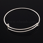 Adjustable Iron Expandable Bangle Making, Silver, 0.15cm, Inner Diameter: 2-1/2 inch(6.2cm)(BJEW-R038-S)