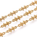 5M 304 Stainless Steel Link Chains, Soldered, with Spool, Ion Plating(IP), Real 18K Gold Plated, 11x4.5x2mm(CHS-T071-40G)