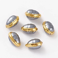 Natural Shell Beads, with Golden Brass Edge, Dyed, Teardrop, 25~26x18~18.5x15~15.5mm, Hole: 0.8mm(BSHE-C001-04G-B)