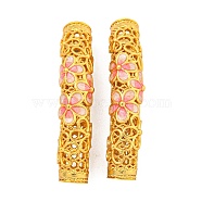 Rack Plating Brass Enamel Tube Beads, Cadmium Free & Lead Free, Long-Lasting Plated, Flower, Real 18K Gold Plated, 36x10x7mm, Hole: 4mm(KK-Z054-01G)