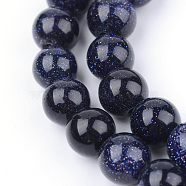 Synthetic Blue Goldstone Beads Strands, Round, 6~6.5mm, Hole: 1mm, about 63pcs/strand, 14 inch(X-G-Q462-6mm-28)