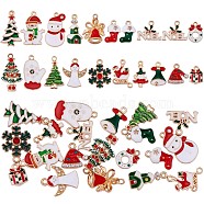 20Pcs Christmas Alloy Enamel Pendants, with Rhinestone,  Snowman & Snowflake & Christmas Tree & Bell, for Jewelry Necklace Bracelet Earring Gift Making Crafts, Mixed Color, 13x10mm~25x16mm, Hole: 2mm(JX264A)