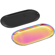 Unicraftale 403 Stainless Steel Tray, Storage Tray, Cosmetics Jewelry Organizer, Oval, Mixed Color, 17.9x8.5x0.8cm, 2pcs/set(STAS-UN0016-92)