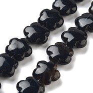 Natural Black Agate Beads Strands, Flower, 16x16x6mm, Hole: 1.4mm, about 25pcs/strand, 14.57~14.96 inch(37~38cm)(G-F769-A01-01)