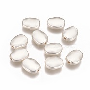 Brass Beads, Long-Lasting Plated, Oval, Matte Silver Color, 11x9x3.5mm, Hole: 1.2mm(KK-K238-21MS)