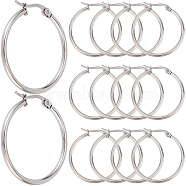 30 Pairs 304 Stainless Steel Hoop EarRing Shapes, Hypoallergenic EarRing Shapes, Ring Shape, Stainless Steel Color, 39~41x2mm, Pin: 0.7~1.3x0.68mm(EJEW-SP0001-02B-P)