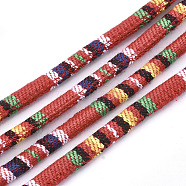 Ethnic Style Cloth Cords, with Cotton Cord Inside, Colorful, 6.5~7x5mm, about 109.36 yards(100m)/bundle(OCOR-S034-13)