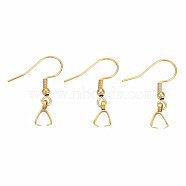 Ion Plating(IP) 304 Stainless Steel Hooks, Ear Wire, with Ice Pick Pinch Bails, Real 18K Gold Plated, 19x26~28mm, 21 Gauge, Pin: 0.7mm(STAS-N092-136G)