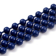 Handmade Brass Ball Chains, Soldered, with Spool, Dark Blue, 2.5mm, 32.8 Feet(10m)/roll(KK-J276-16A-P05)