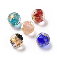 Handmade Gold Foil Glass Beads, Round, Mixed Color, 10x9~10mm, Hole: 1.6~2mm(LAMP-C004-03)