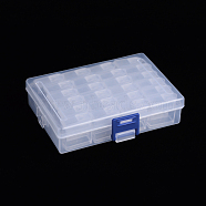 Polypropylene(PP) Beads Organizer Storage Case, 24PCS Polystyrene Removable Individual Box with Snap Shut Lids, Clear, 2.7x1.35x2.8cm, 24pcs Individual Box/packing box(CON-S043-015)