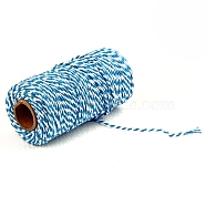 100M Macrame 2-Ply Cotton Braid Thread, with Spool, Round, Deep Sky Blue, 2mm, about 109.36 Yards(100m)/Roll(MAKN-PW0001-097A-18)