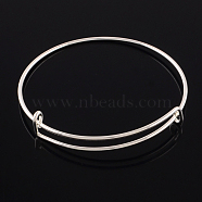 Adjustable Iron Expandable Bangle Making, Silver Color Plated, 2-1/2 inch(65mm)(BJEW-R038-S)