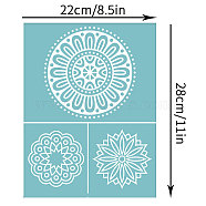 Self-Adhesive Silk Screen Printing Stencil, for Painting on Wood, DIY Decoration T-Shirt Fabric, Sky Blue, Flower Pattern, 22x28cm(DIY-WH0173-047-03)