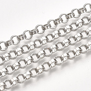 Iron Rolo Chains, Belcher Chain, with Spool, Unwelded, Platinum, 5x2mm, about 82.02 Feet(25m)/roll(CH-T001-04P)