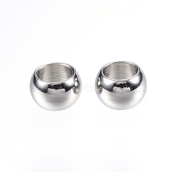 201 Stainless Steel Beads, Large Hole Beads, Rondelle, Stainless Steel Color, 8x5mm, Hole: 5mm(STAS-E147-25P)