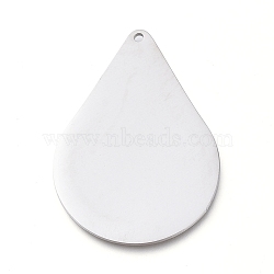 304 Stainless Steel Pendants, Manual Polishing, Stamping Blank Tag, Laser Cut, Teardrop, Stainless Steel Color, 35x25x0.8mm, Hole: 1.2mm(STAS-L238-084A-P)