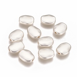 Brass Beads, Long-Lasting Plated, Oval, Matte Silver Color, 11x9x3.5mm, Hole: 1.2mm(KK-K238-21MS)