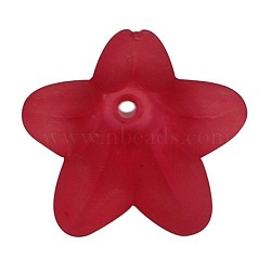 Red Frosted Transparent Acrylic Flower Beads, about 17.5mm in diameter,12mm thick, hole: 1.5mm(X-PLF018-11)