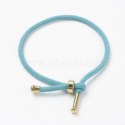 Cotton Twisted Cord Bracelet Making, with Stainless Steel Findings, Golden, Sky Blue, 9 inch~9-7/8 inch(23~25cm), 3mm(MAK-L012-01)