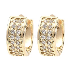 Brass with Cubic Zirconia Thick Hoop Earrings, Light Gold, 5x13mm(EJEW-D078-27KCG)