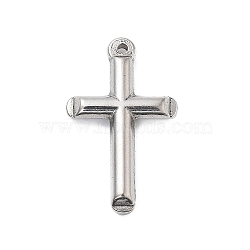 304 Stainless Steel Pendants, Cross Charm, Antique Silver, 33.5x20x4mm, Hole: 1.8mm(STAS-Z091-08AS-01)