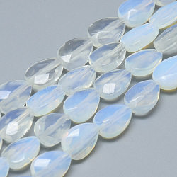 Opalite Bead Strands, Faceted, teardrop, 11x8x4~5mm, Hole: 1mm, about 18pcs/strand, 7.8 inch(X-G-T067-19)