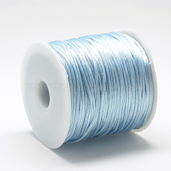 Nylon Satin Rattail Cords, Beading Threads for Bracelet Jewelry Making Chinese Knot Macrame Craft, Light Sky Blue, about 1mm, about 76.55 yards(70m)/roll(NWIR-Q010A-012)