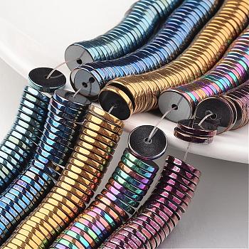 Electroplate Non-magnetic Synthetic Hematite Beads Strands, Heishi Beads, Disc/Flat Round, Mixed Color, 8x2mm, Hole: 1mm, about 194pcs/strand, 15.7 inch