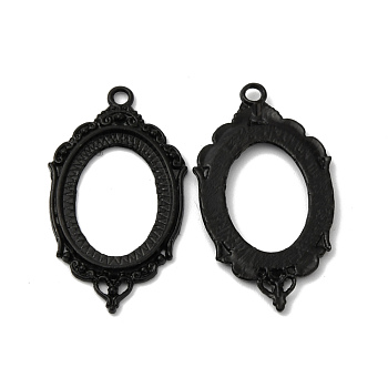 Zinc Alloy Link Cabochon Settings, Bezel Open Back Settings, Cadmium Free & Lead Free, Oval, Electrophoresis Black, 42.5x23.5x2mm, Hole: 2mm, Tray: 24.5x18.5mm.