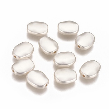 Brass Beads, Long-Lasting Plated, Oval, Matte Silver Color, 11x9x3.5mm, Hole: 1.2mm