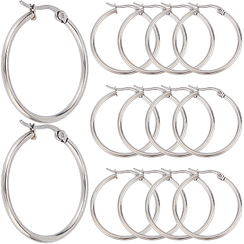 30 Pairs 304 Stainless Steel Hoop EarRing Shapes, Hypoallergenic EarRing Shapes, Ring Shape, Stainless Steel Color, 39~41x2mm, Pin: 0.7~1.3x0.68mm