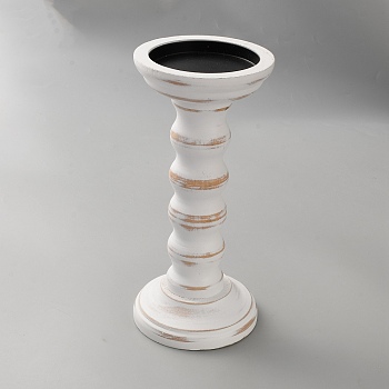 Wooden Candlestick, Candle Holders, Column, White, 97x210mm, Inner Diameter: 74.5mm